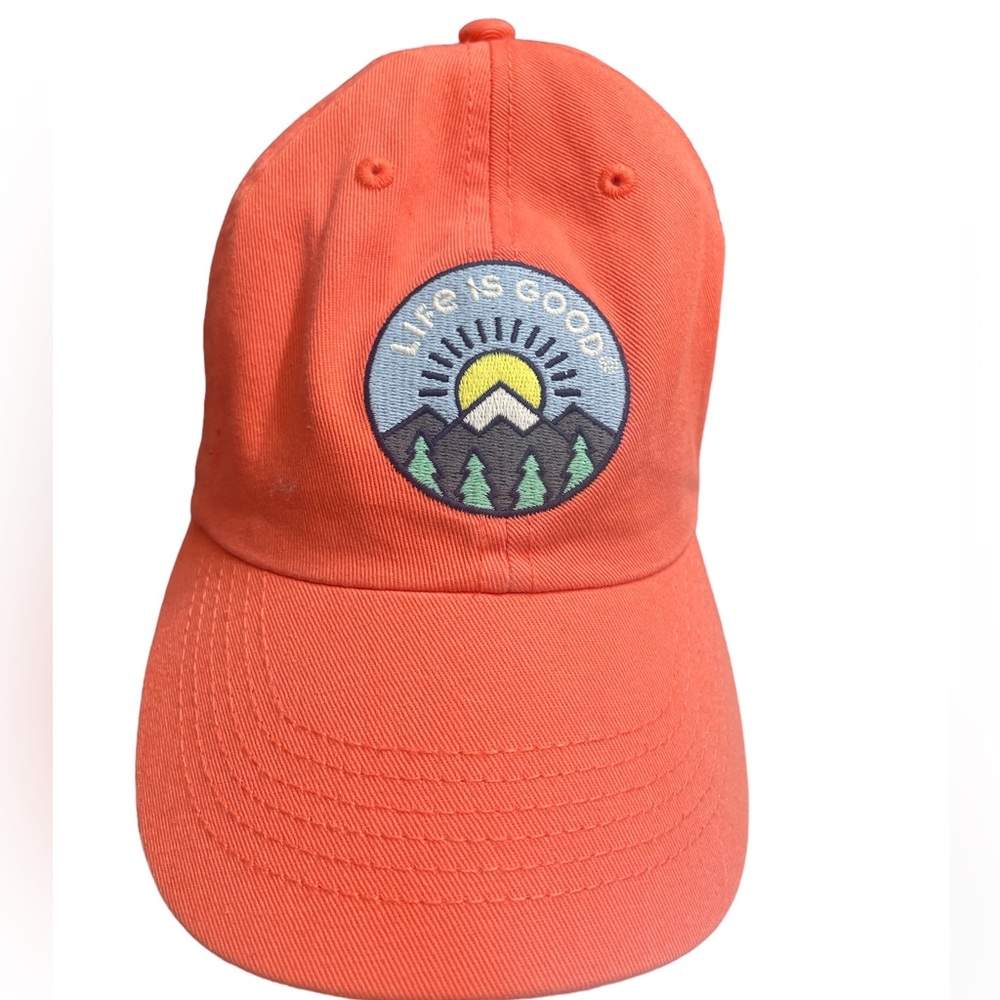 Life is Good Coral Orange Baseball Cap Adjustable Hat